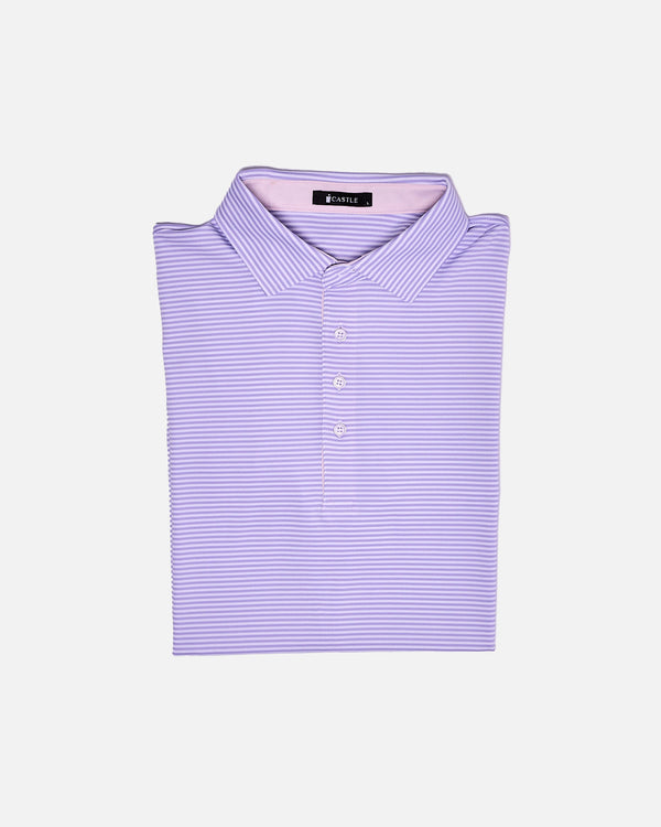 Parker Polo-Long Sleeve- White w/ August Green